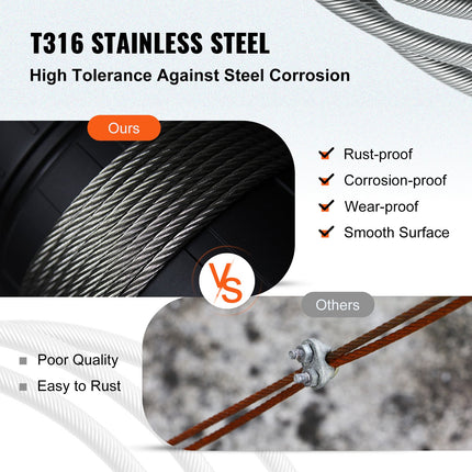 Plieninis trosas VEVOR T316, 3,2 mm skersmens