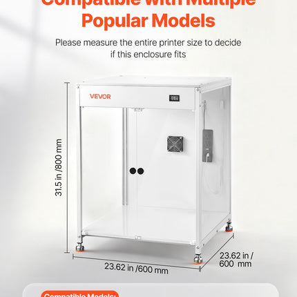 3D spausdintuvo gaubtas VEVOR S0007, 600x600x800 mm