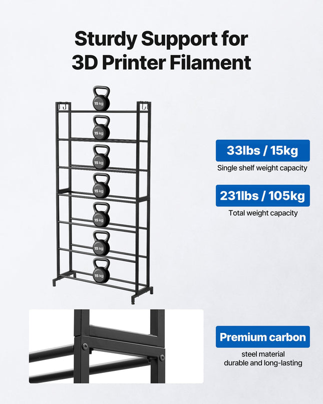 3D spausdinimo siūlų laikiklis-lentyna VEVOR HS-DY3, 7 aukštų