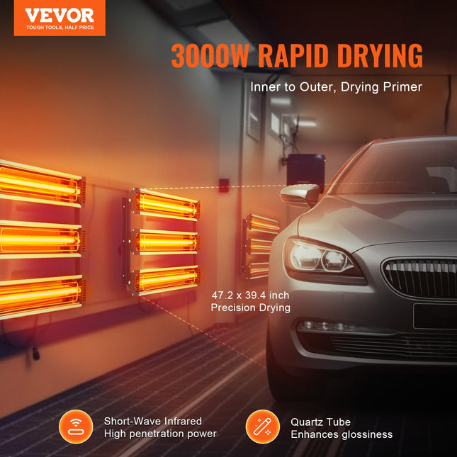Infraraudonųjų spindulių dažų džiovintuvas VEVOR 3K, 3000W