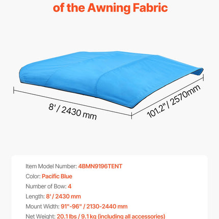 Bimini tentas valtims VEVOR 4BMN9196TENT, 244 x 231-244 cm