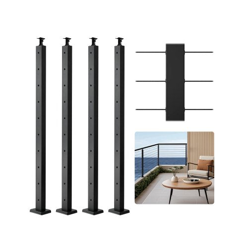 Trosinių turėklų stulpų rinkinys VEVOR HR-002G, 4 vnt., 91,4 cm aukščio