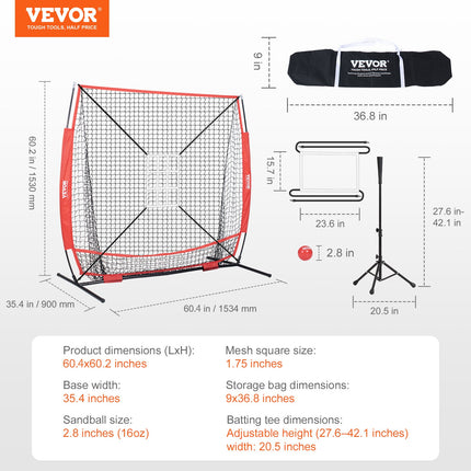 Beisbolo ir softbolo treniruočių tinklas VEVOR YC-SS-BN001, 152x152 cm