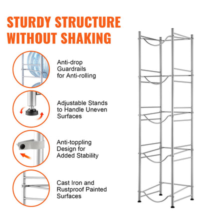 Vandens butelių stovas VEVOR 5 Water Bottle Rack-S, 5 aukštų