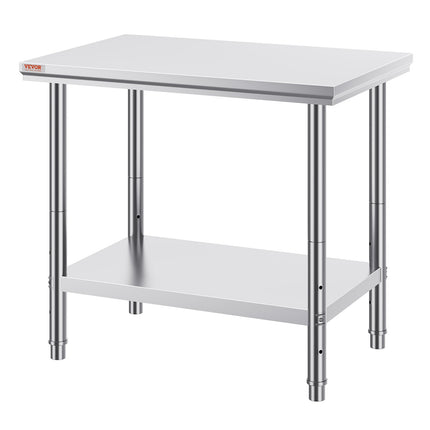 Nerūdijančio plieno paruošimo stalas VEVOR GZT90X60J, 900x600x800 mm