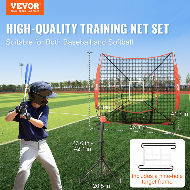 Beisbolo ir minkštasvydžio treniruočių tinklas VEVOR YC-SS-BN004, 213x213 cm