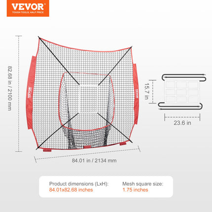 Beisbolo ir softbolo treniruočių tinklas VEVOR YC-SS-BN007, 213x213 cm