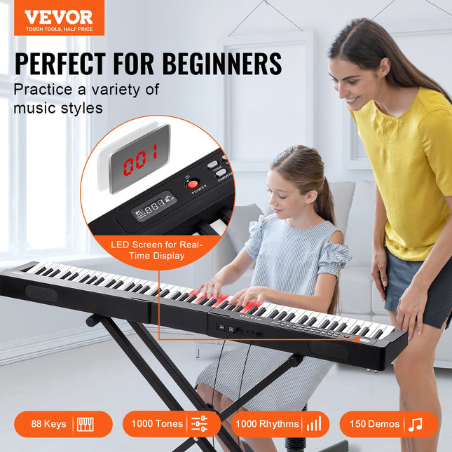 Skaitmeninis pianinas VEVOR BD-881D, 88 pusiau pasunkinti klavišai