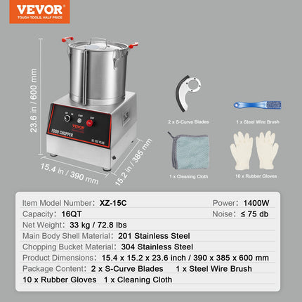 Maisto smulkintuvas VEVOR XZ-15C, 1400 W
