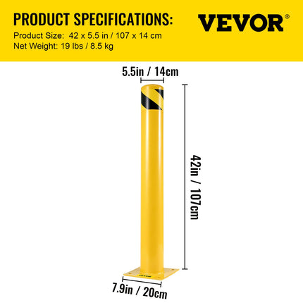 Apsauginis stulpelis VEVOR Safety Bollard 42x5.5, 107 cm aukščio
