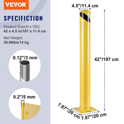 Apsauginis stulpelis VEVOR BP-42-4.5, 107 cm aukščio
