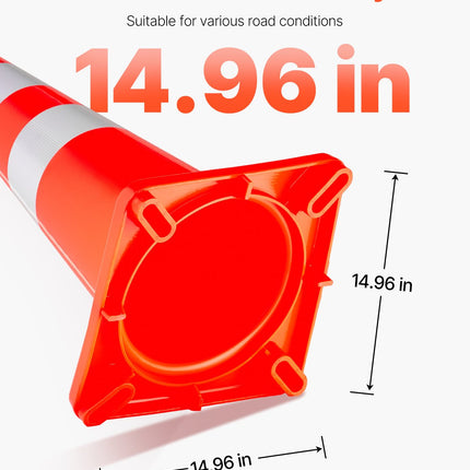 Kelių kūgiai VEVOR 36 colių (91 cm), 6 vnt. rinkinys su atspindinčiomis juostomis