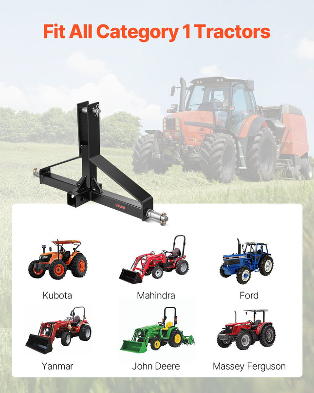 3 taškų traktoriaus prikabinimo jungtis VEVOR S-05, 1360 kg apkrova