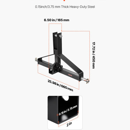 3 taškų traktoriaus prikabinimo jungtis VEVOR S-05, 1360 kg apkrova