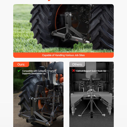 3 taškų traktoriaus prikabinimo jungtis VEVOR S-05, 1360 kg apkrova
