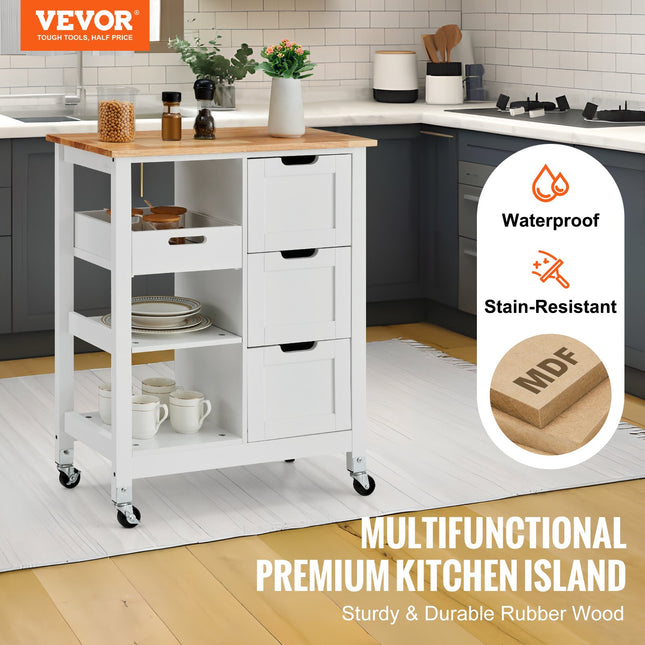 Virtuvės salelė-vežimėlis VEVOR SR241001, 67 cm pločio