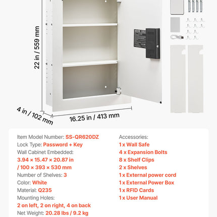 Sieninis seifas VEVOR SS-QR620DZ, 23,5 l