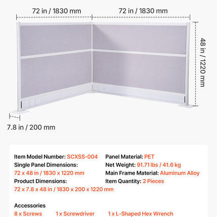 Biuro pertvaros VEVOR SCXSS-004, 1,83 x 1,22 m, 2 vnt.