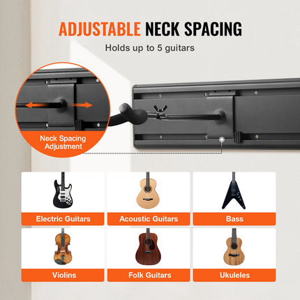 Sieninis gitarų laikiklis VEVOR AGS-DP10, 5 gitaroms