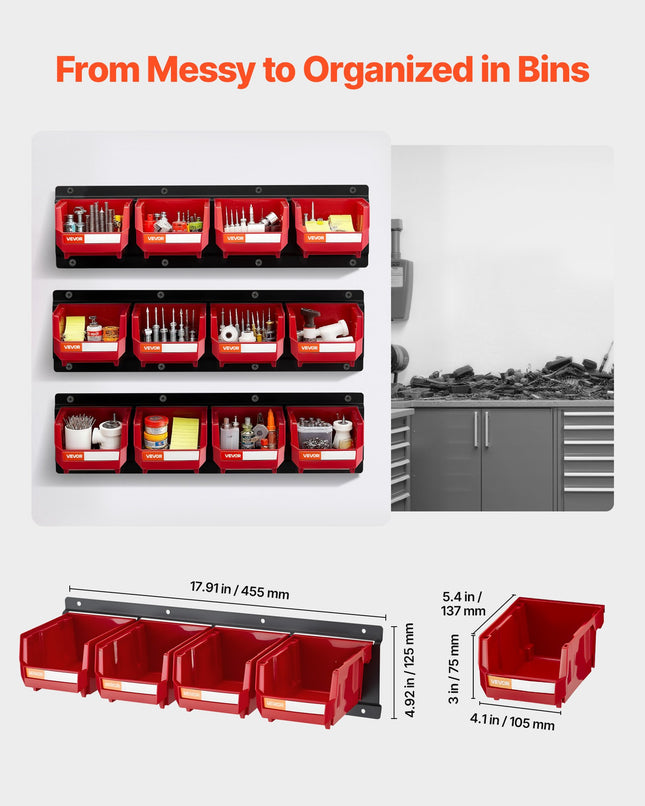 Sieninė įrankių dėžučių sistema VEVOR WM-16V1-Red, 12 vnt.