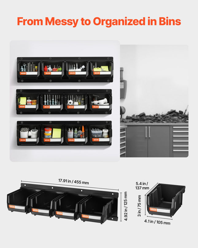Sieninė įrankių dėžučių sistema VEVOR WM-16V1-Black, 12 vnt.