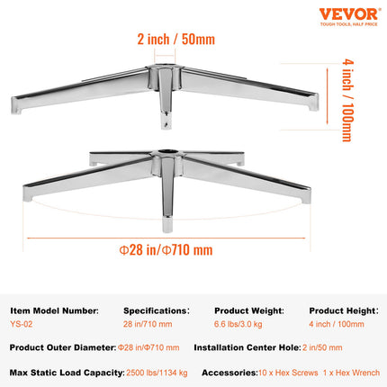 Biuro kėdės pagrindas VEVOR YS-02, 1134 kg apkrova