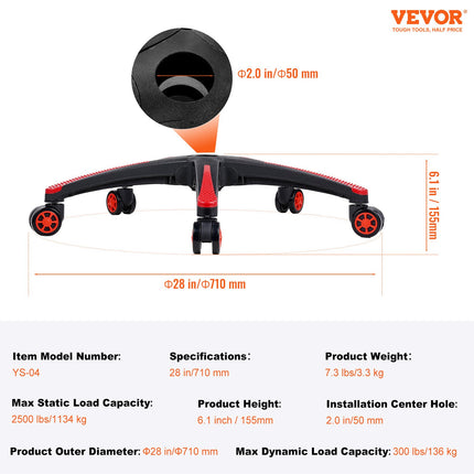 Biuro kėdės pagrindas VEVOR YS-04, 1134 kg statinė apkrova