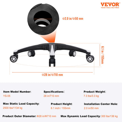 Biuro kėdės pagrindas VEVOR YS-05, 1134 kg statinė apkrova