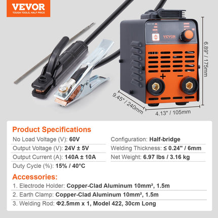 Suvirinimo aparatas VEVOR MMA-140-NA, 140A