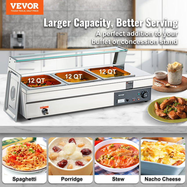 Elektrinis maisto šildytuvas VEVOR 3x12Qt, 1500W