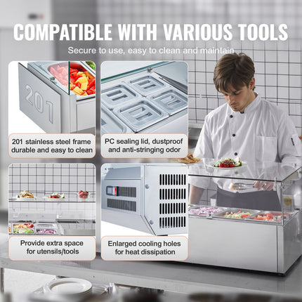 Šaldoma ingredientų vitrina VEVOR D55TW, 150 W