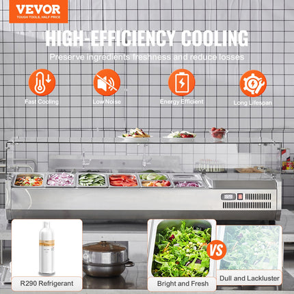 Šaldoma ingredientų vitrina VEVOR D60TW, 155 W