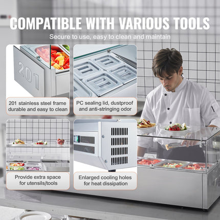 Šaldoma ingredientų vitrina VEVOR D60TW, 155 W