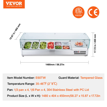 Šaldoma ingredientų vitrina VEVOR D60TW, 155 W