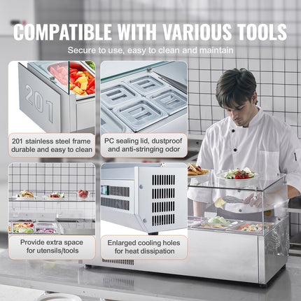 Šaldoma ingredientų vitrina VEVOR D40TW, 140 W
