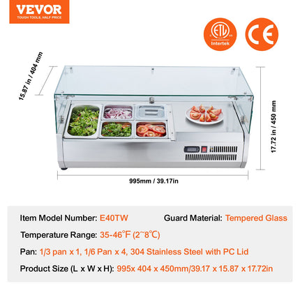 Šaldoma ingredientų vitrina VEVOR D40TW, 140 W