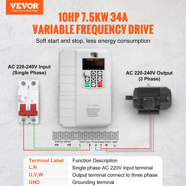 Dažnio keitiklis VEVOR AT1-7500X, 7.5 kW