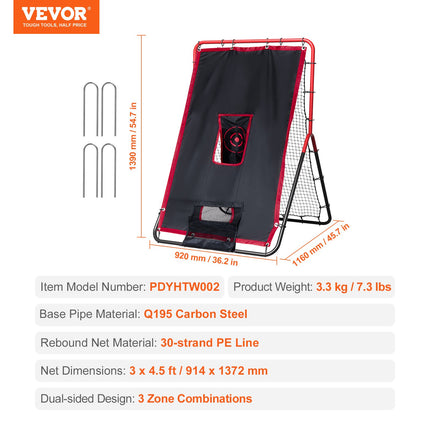 Beisbolo ir softbolo atšokimo tinklas VEVOR PDYHTW002, 920 x 1390 mm