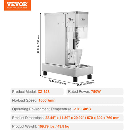Ledų trintuvas-maišytuvas VEVOR XZ-628, 750 W