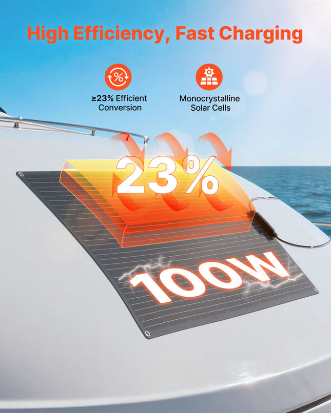 Lanksti saulės baterija VEVOR 100W, 23 % efektyvumas
