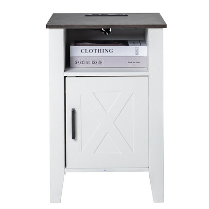 Šoniniai staliukai VEVOR SS-2402-BW, 2 vnt. komplektas su USB jungtimis