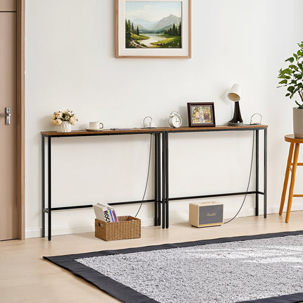 Siaura konsolinė sofa-stalas VEVOR YJXXGZ-002, 2 dalių rinkinys su elektros lizdais