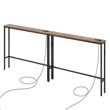 Siaura konsolinė sofa-stalas VEVOR YJXXGZ-002, 2 dalių rinkinys su elektros lizdais