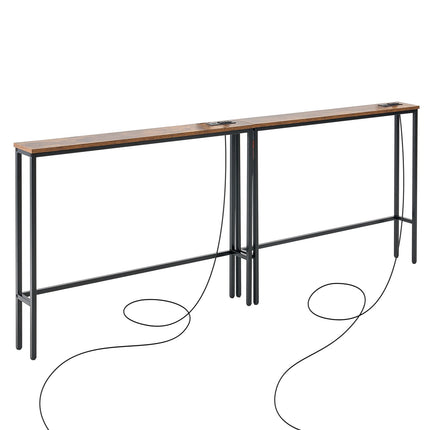 Siaura konsolinė sofa-stalas VEVOR YJXXGZ-002, 2 dalių rinkinys su elektros lizdais