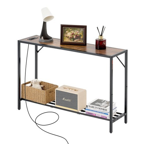 Siaura konsolinė sofa-stalas VEVOR YJXXGZ-007, 106 cm ilgio su elektros lizdais