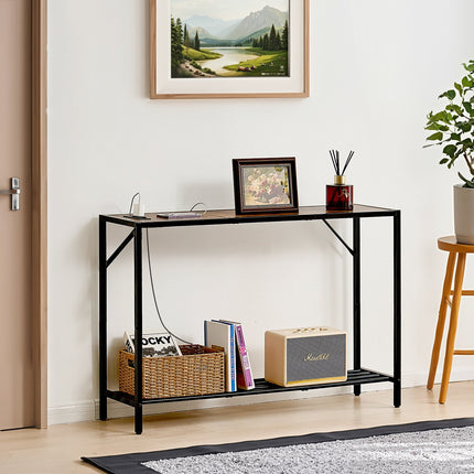 Siaura konsolinė sofa-stalas VEVOR YJXXGZ-007, 106 cm ilgio su elektros lizdais