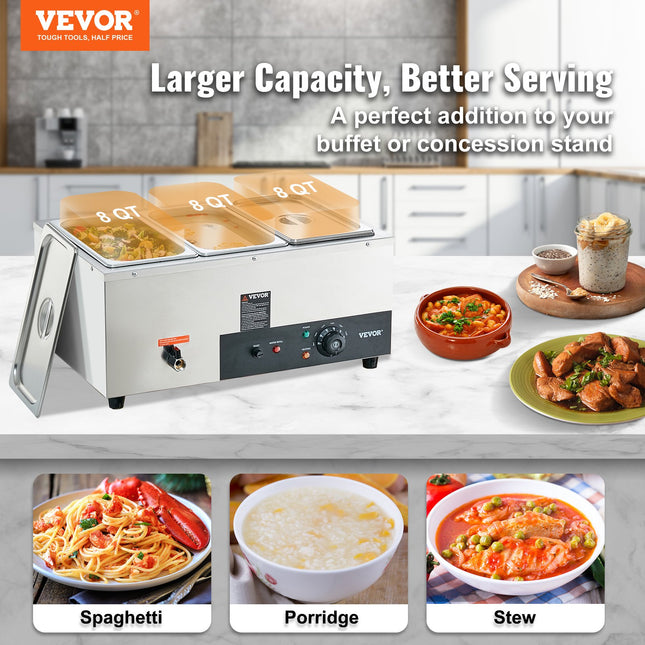 Elektrinis maisto šildytuvas VEVOR Bain Marie, 1500W