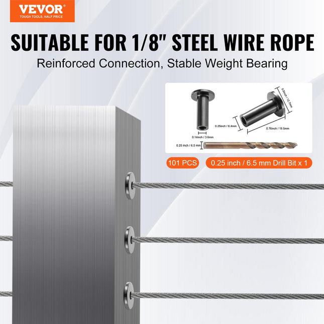 Apsauginės įvorės lynams VEVOR YXHF-W046-1/8"-101, 101 vnt.