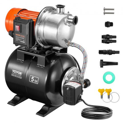 Vandens siurblys su hidroforu VEVOR FSGP1200Cinox-2, 1193W