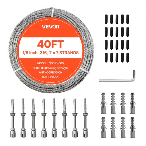 Plieninis trosas VEVOR QD316-009, 3,2 mm